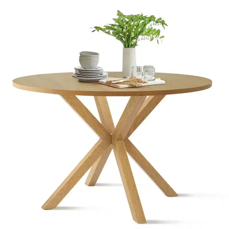 Ensemble de salle à manger moderne pour 4 personnes, table à pied central gain de place avec chaises tapissées en bouclé, dossier en rotin tressé, pour appartement - Panipeachy
