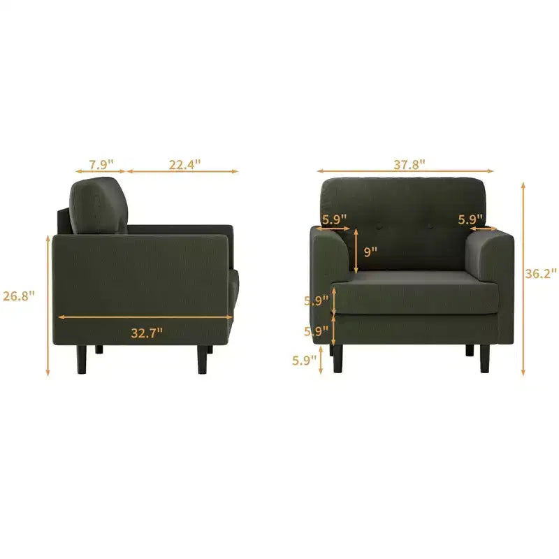 Oversized Accent Chair - Upholstered Armchair for Living Room, Bedroom & Office