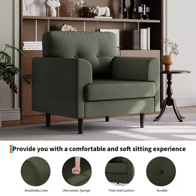 Oversized Accent Chair - Upholstered Armchair for Living Room, Bedroom & Office