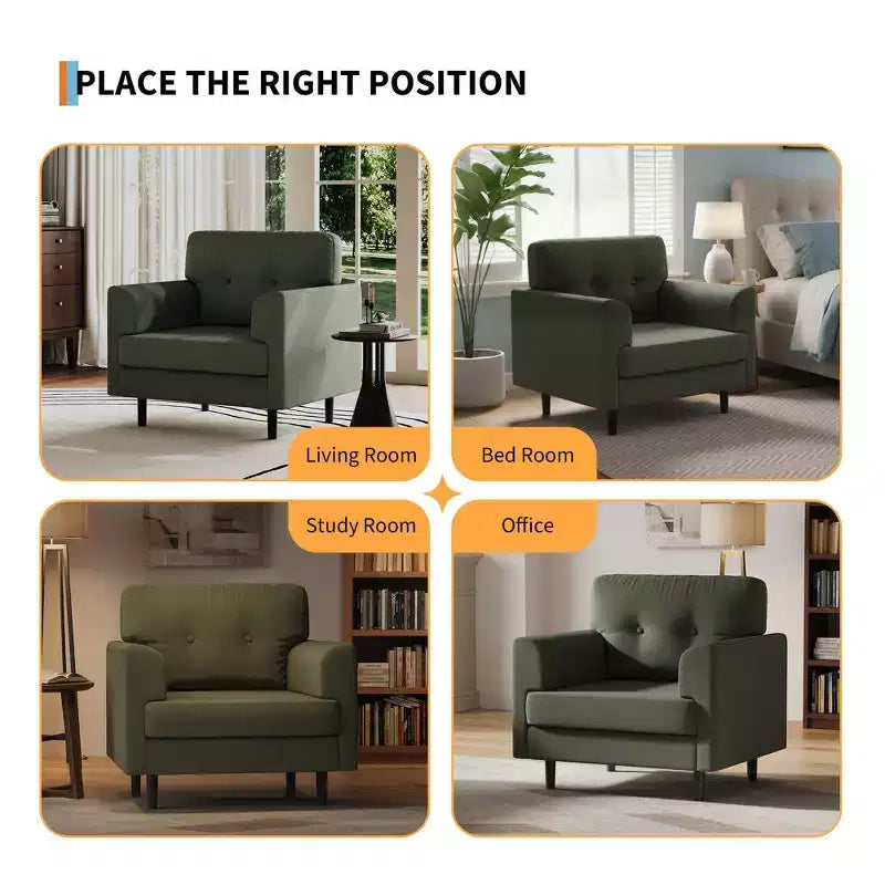 Oversized Accent Chair - Upholstered Armchair for Living Room, Bedroom & Office