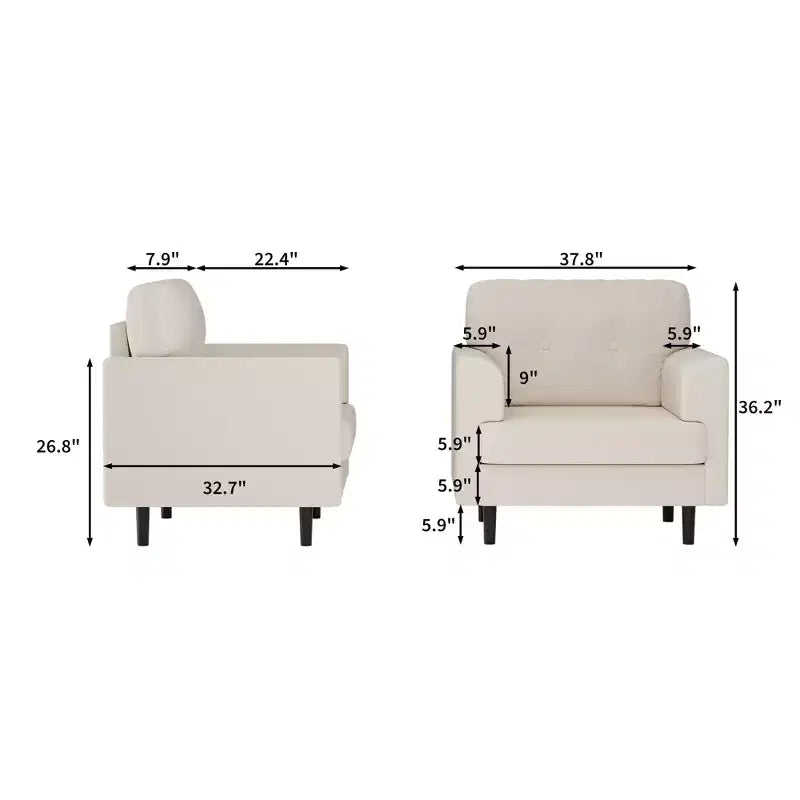 Oversized Accent Chair - Upholstered Armchair for Living Room, Bedroom & Office