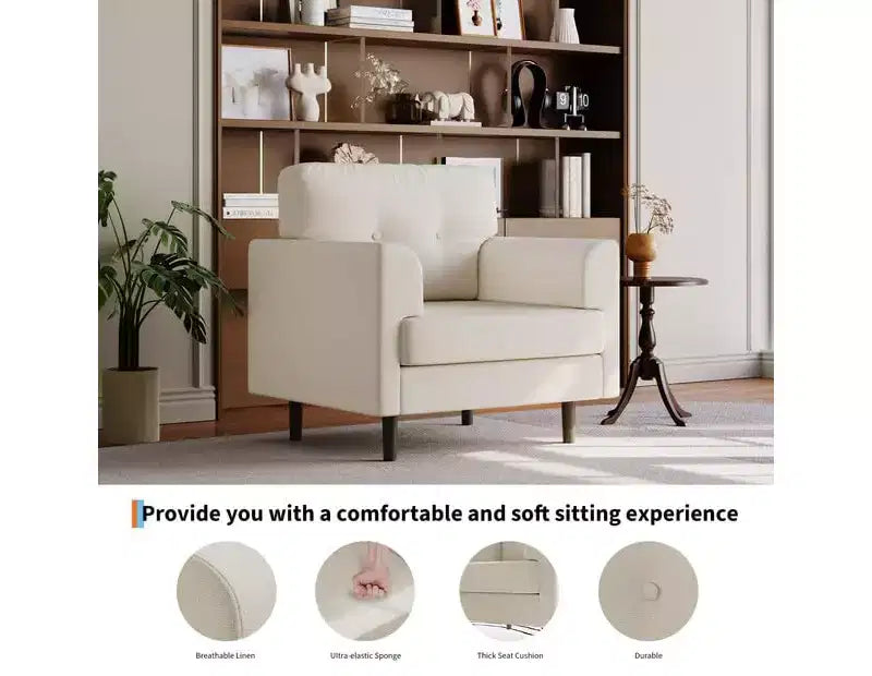 Oversized Accent Chair - Upholstered Armchair for Living Room, Bedroom & Office