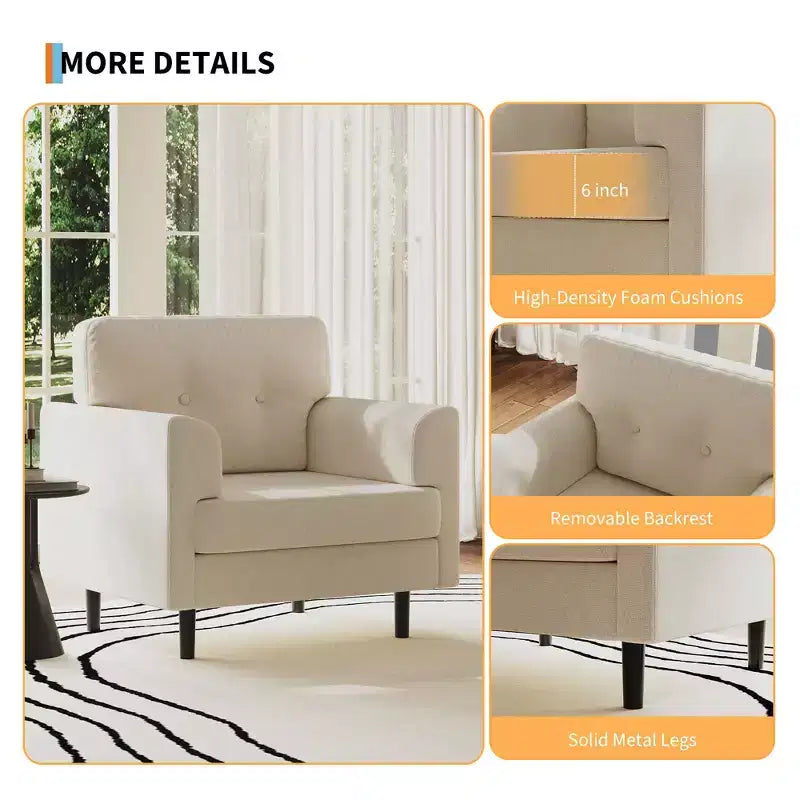Oversized Accent Chair - Upholstered Armchair for Living Room, Bedroom & Office