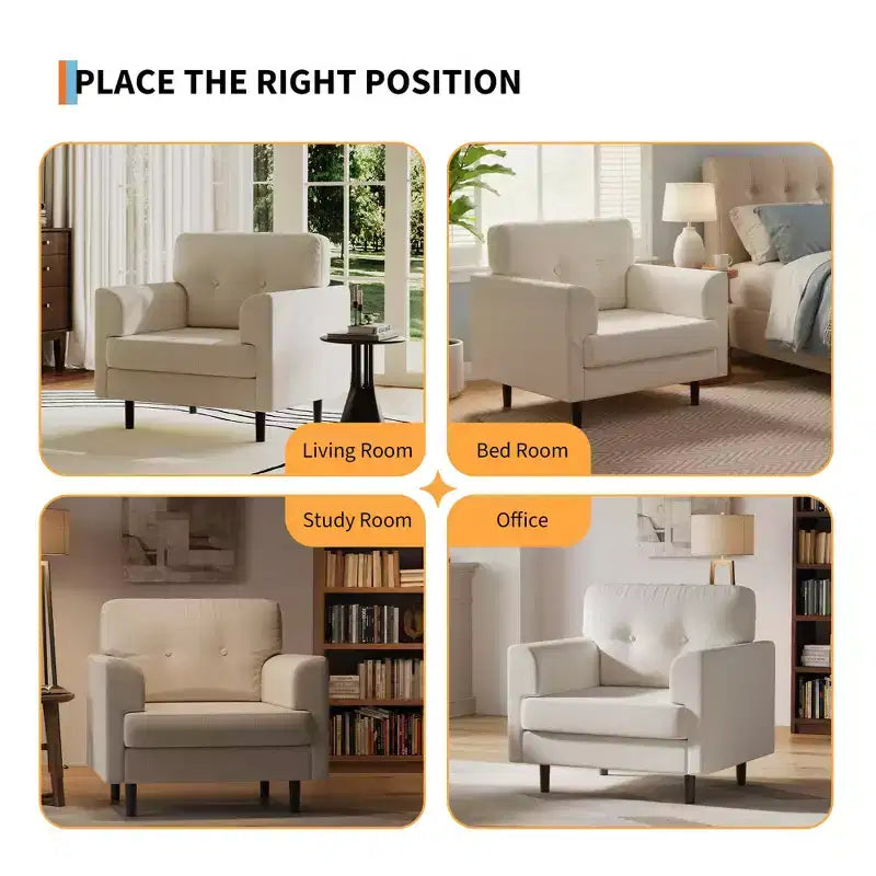 Oversized Accent Chair - Upholstered Armchair for Living Room, Bedroom & Office