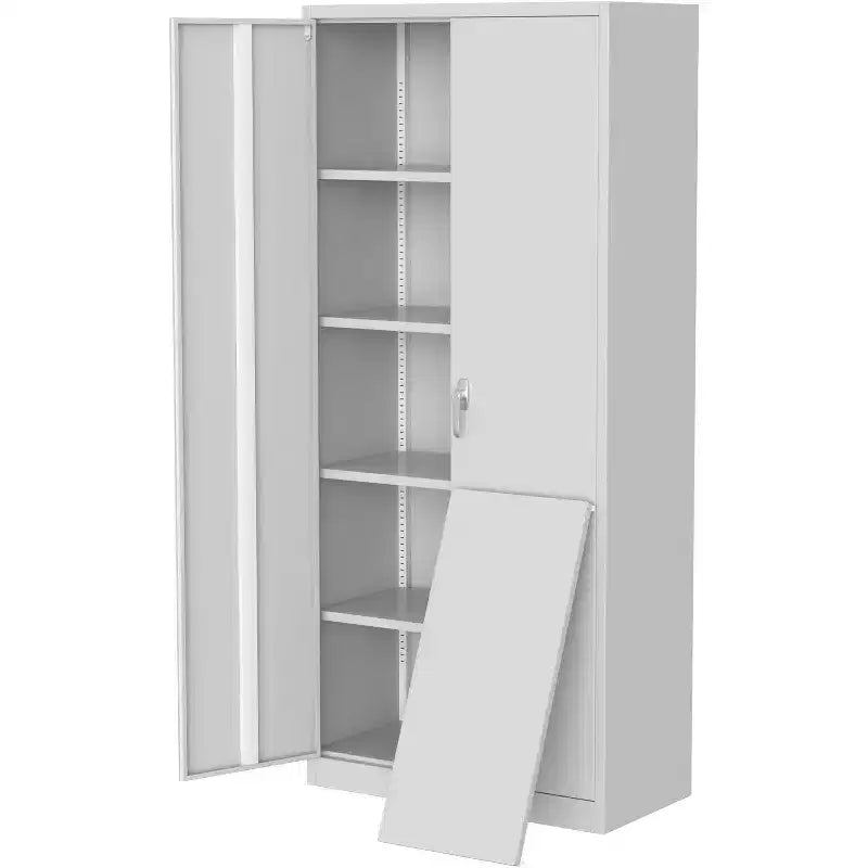 Cold Rolled Steel Cabinet with Handles - Adjustable Panel, 0.6mm Thick Steel, 2 Door, H180xW80xD40CM