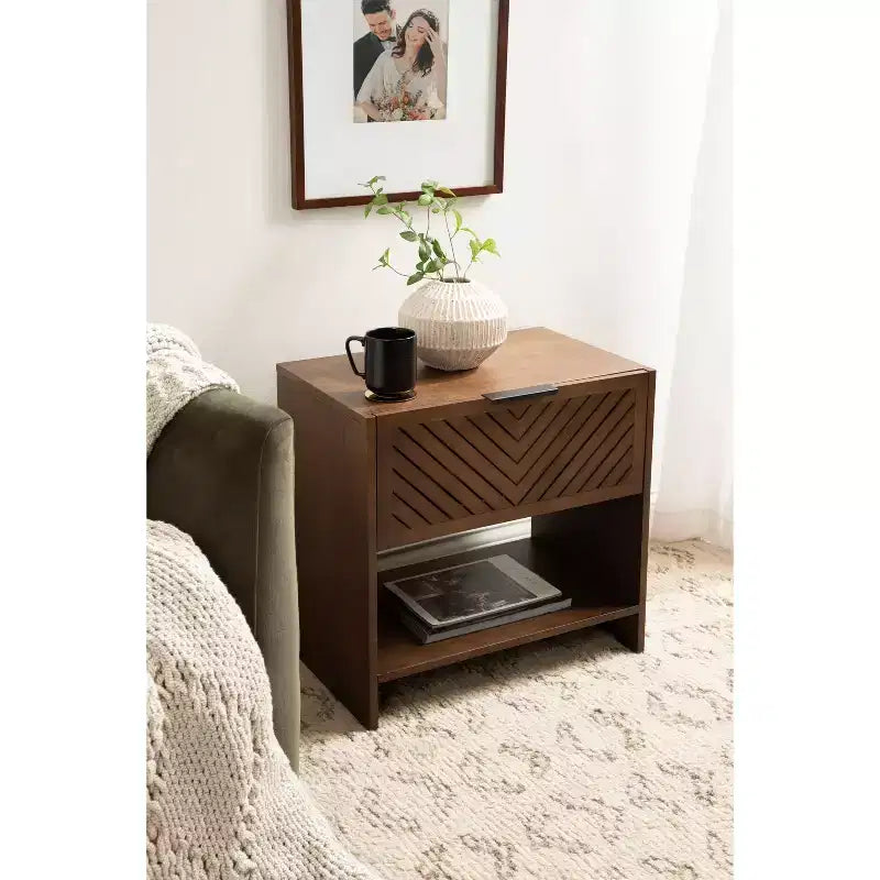 Mango Wood Side Table, 22x14x22, Brown
