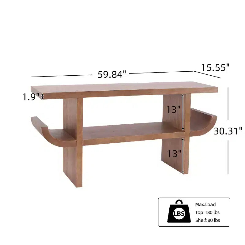 Modern Wooden Console Table with Open Shelf