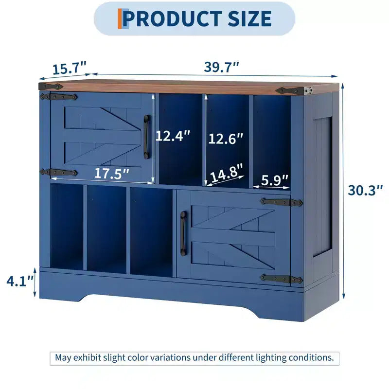 39in Large Vinyl Record Storage Cabinet with Barn Doors for Living Room Bedroom