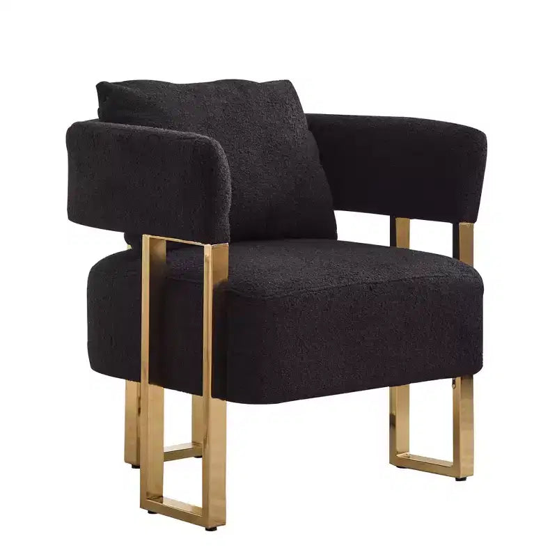 Set of 2 Modern Upholstered Accent Chairs with Gold Metal Legs for Living Room, Bedroom, or Office