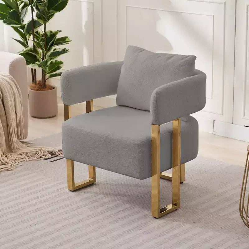 Set of 2 Modern Upholstered Accent Chairs with Gold Metal Legs for Living Room, Bedroom, or Office
