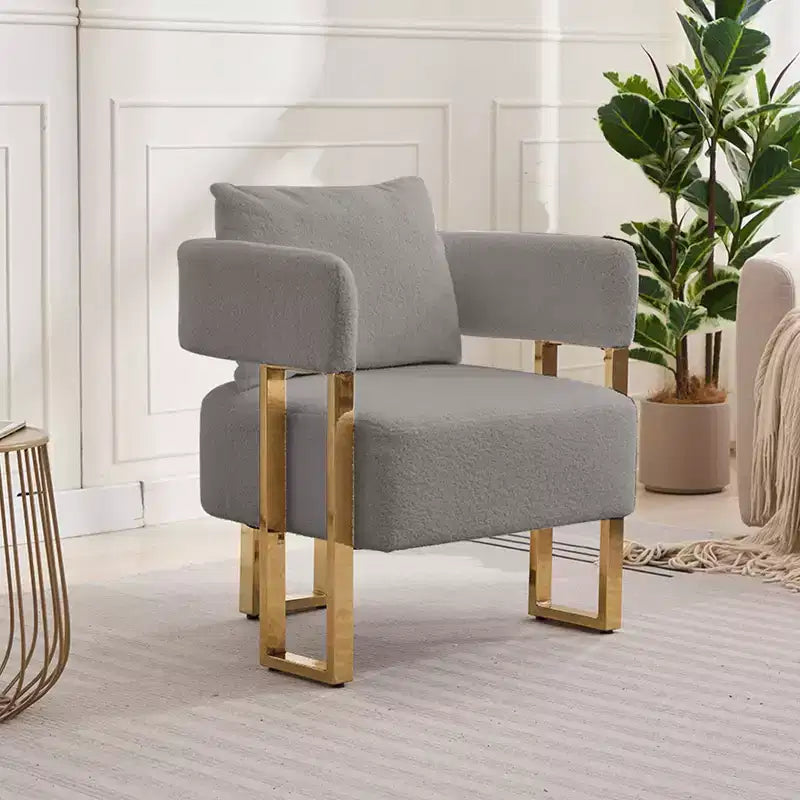 Set of 2 Modern Upholstered Accent Chairs with Gold Metal Legs for Living Room, Bedroom, or Office