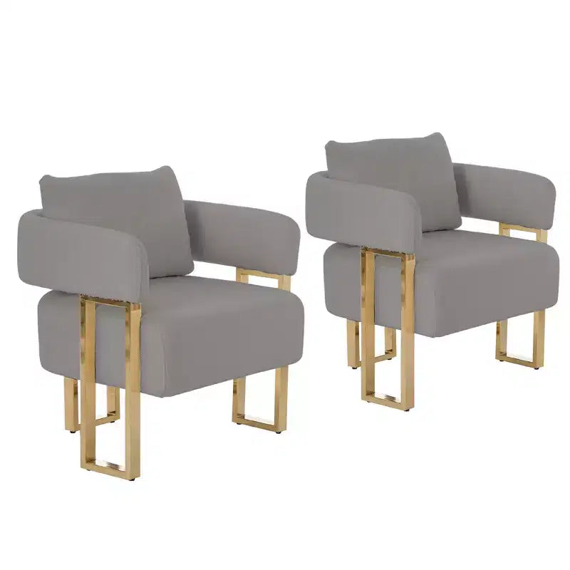 Set of 2 Modern Upholstered Accent Chairs with Gold Metal Legs for Living Room, Bedroom, or Office