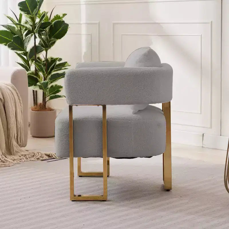 Set of 2 Modern Upholstered Accent Chairs with Gold Metal Legs for Living Room, Bedroom, or Office