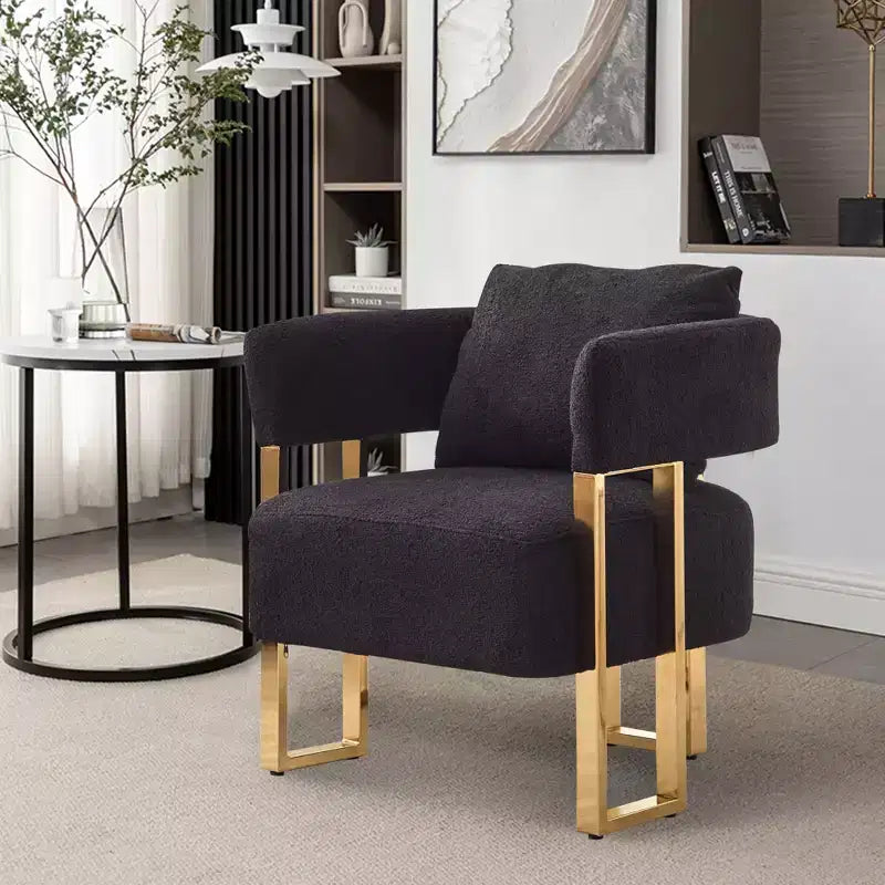 Set of 2 Modern Upholstered Accent Chairs with Gold Metal Legs for Living Room, Bedroom, or Office