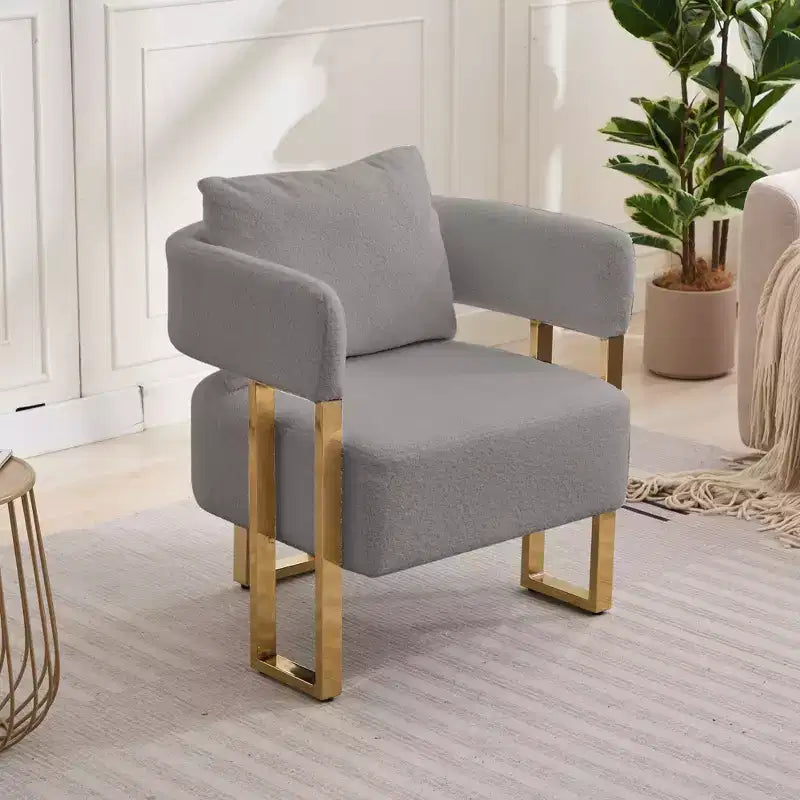 Set of 2 Modern Upholstered Accent Chairs with Gold Metal Legs for Living Room, Bedroom, or Office