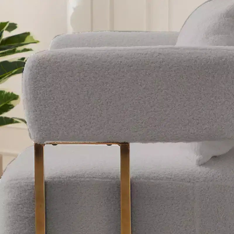Set of 2 Modern Upholstered Accent Chairs with Gold Metal Legs for Living Room, Bedroom, or Office