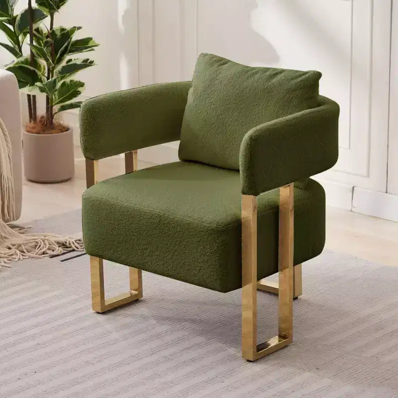Set of 2 Modern Upholstered Accent Chairs with Gold Metal Legs for Living Room, Bedroom, or Office