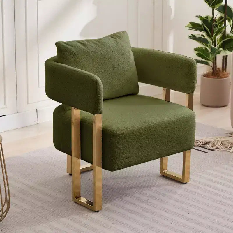 Set of 2 Modern Upholstered Accent Chairs with Gold Metal Legs for Living Room, Bedroom, or Office