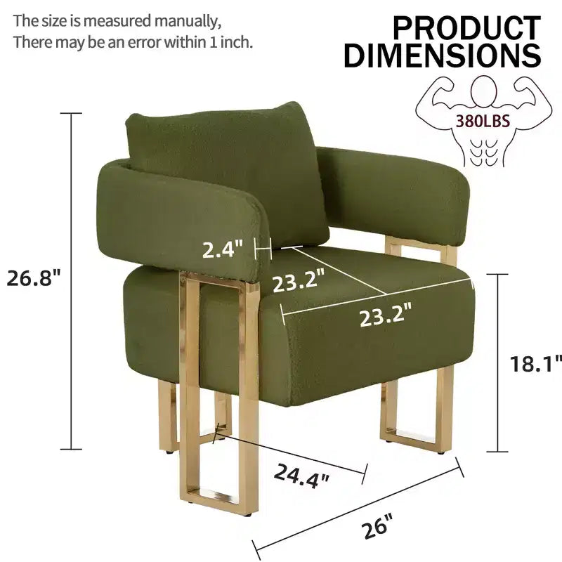 Set of 2 Modern Upholstered Accent Chairs with Gold Metal Legs for Living Room, Bedroom, or Office