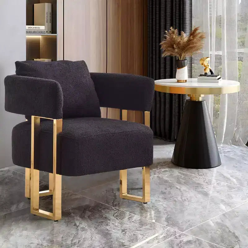 Set of 2 Modern Upholstered Accent Chairs with Gold Metal Legs for Living Room, Bedroom, or Office