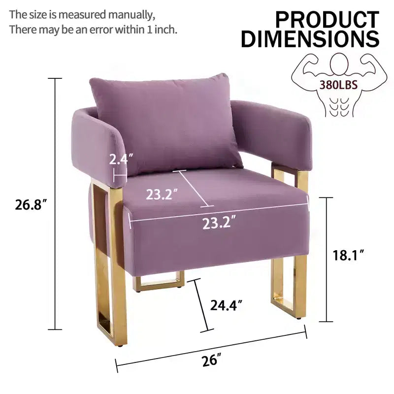 Set of 2 Modern Upholstered Accent Chairs with Gold Metal Legs for Living Room, Bedroom, or Office