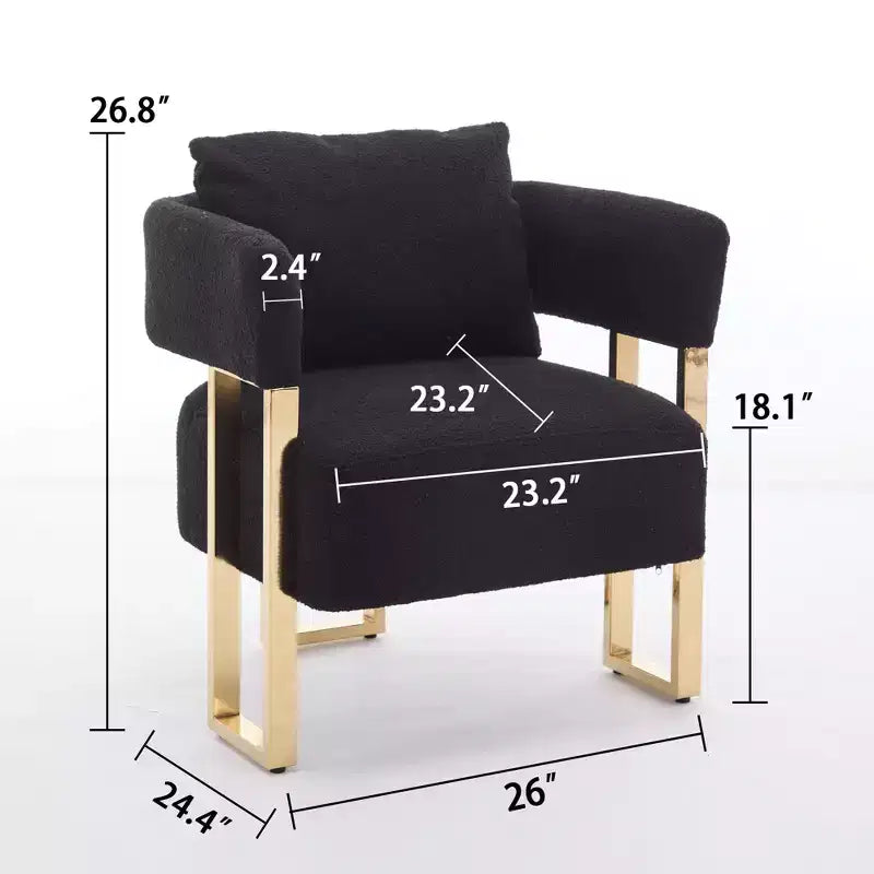 Set of 2 Modern Upholstered Accent Chairs with Gold Metal Legs for Living Room, Bedroom, or Office