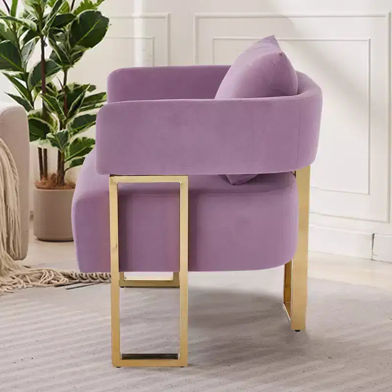 Set of 2 Modern Upholstered Accent Chairs with Gold Metal Legs for Living Room, Bedroom, or Office