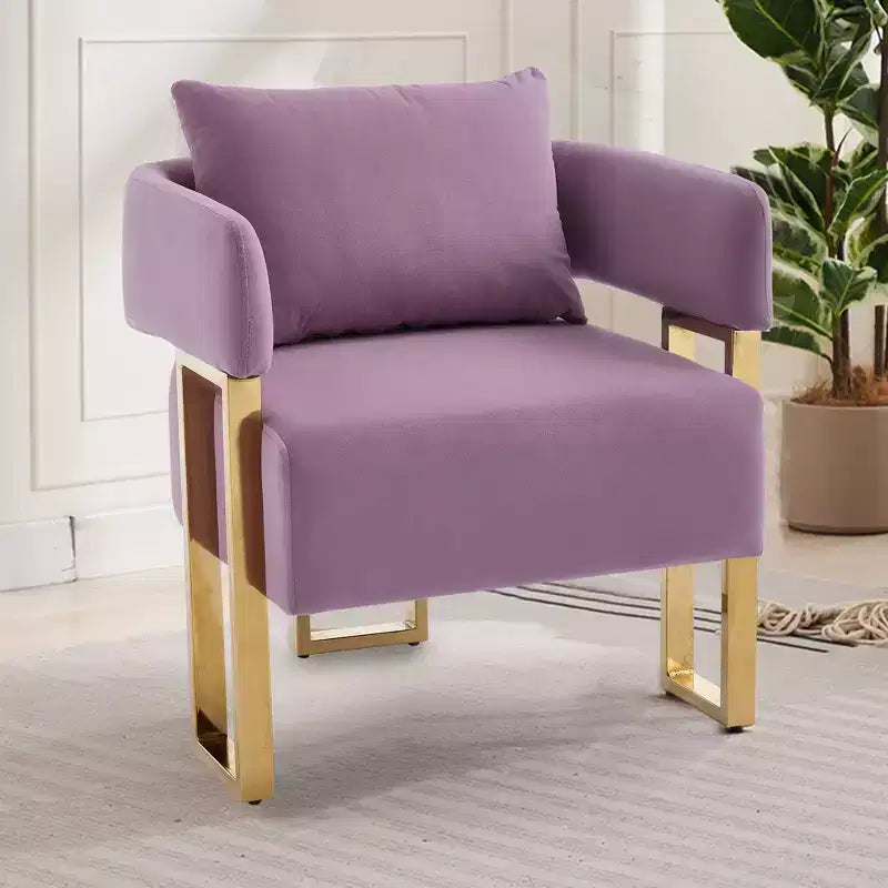 Set of 2 Modern Upholstered Accent Chairs with Gold Metal Legs for Living Room, Bedroom, or Office