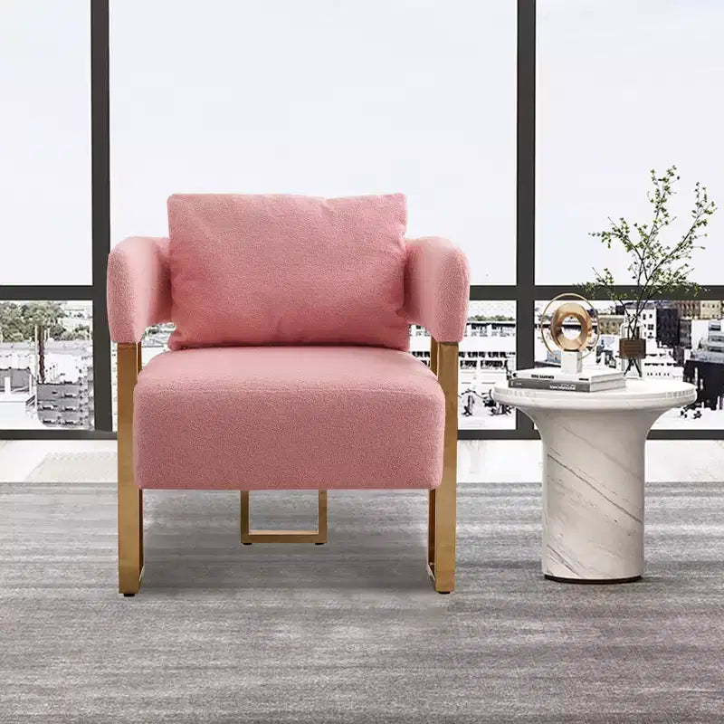 Set of 2 Modern Upholstered Accent Chairs with Gold Metal Legs for Living Room, Bedroom, or Office