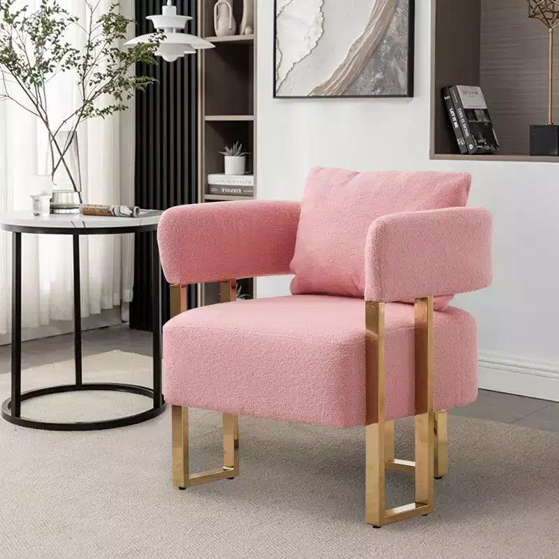 Set of 2 Modern Upholstered Accent Chairs with Gold Metal Legs for Living Room, Bedroom, or Office