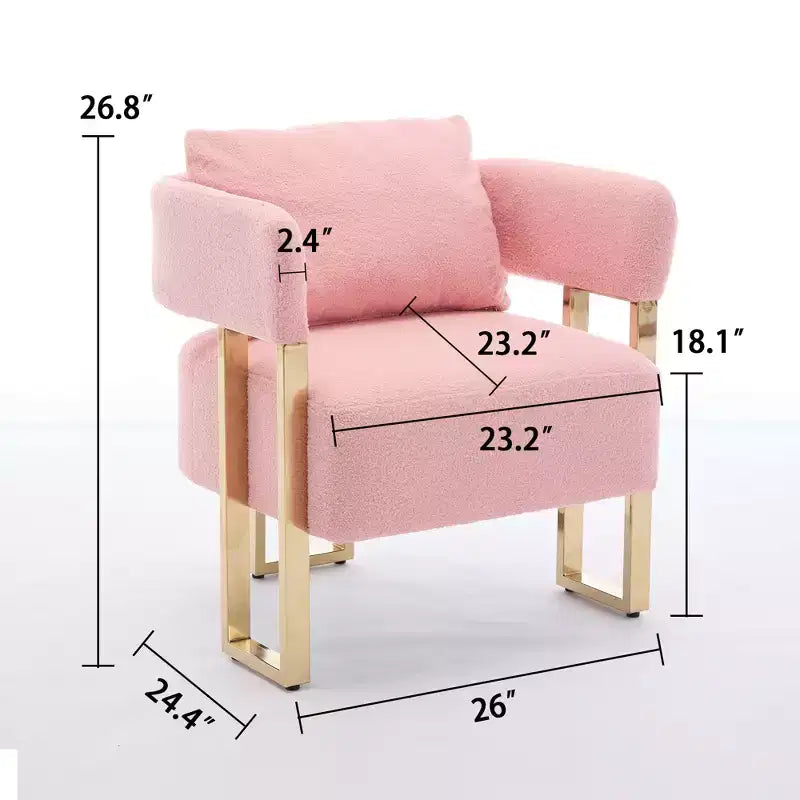 Set of 2 Modern Upholstered Accent Chairs with Gold Metal Legs for Living Room, Bedroom, or Office