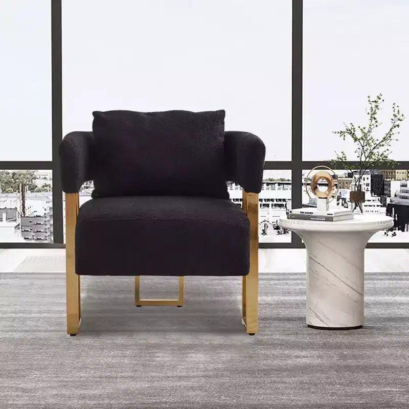 Set of 2 Modern Upholstered Accent Chairs with Gold Metal Legs for Living Room, Bedroom, or Office