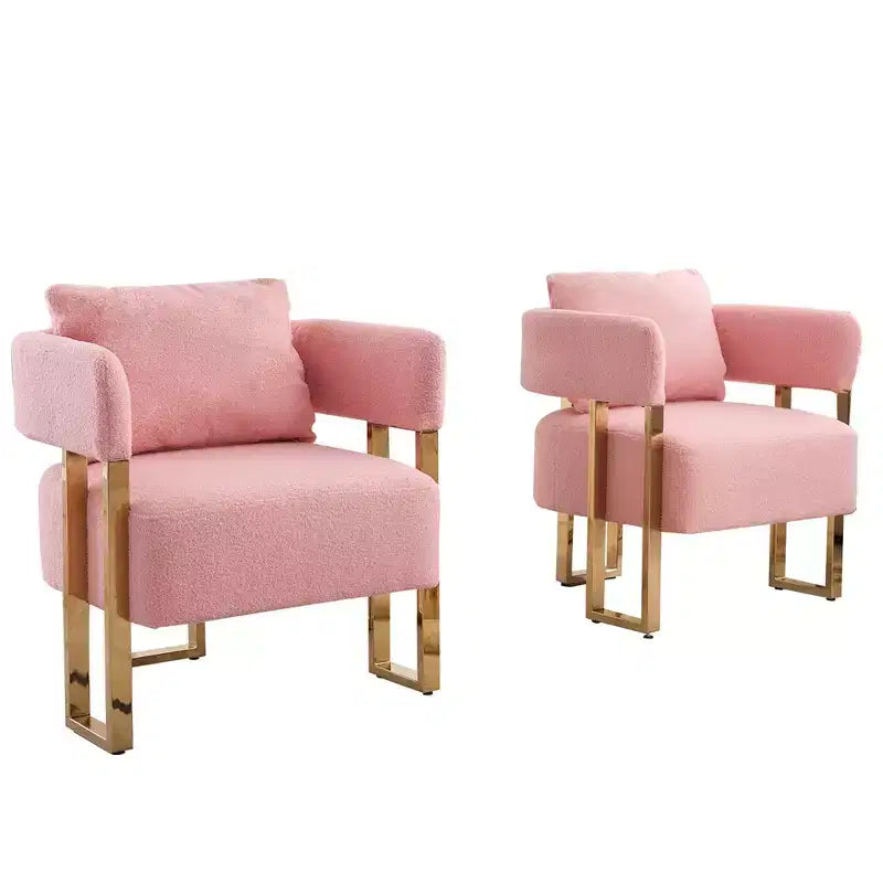 Set of 2 Modern Upholstered Accent Chairs with Gold Metal Legs for Living Room, Bedroom, or Office