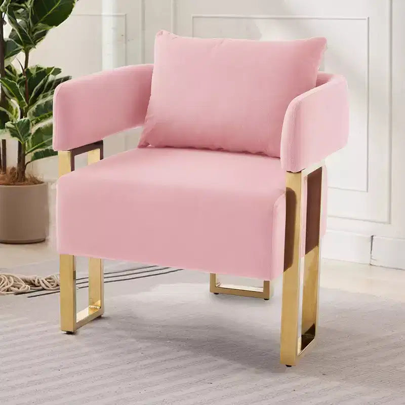Set of 2 Modern Upholstered Accent Chairs with Gold Metal Legs for Living Room, Bedroom, or Office