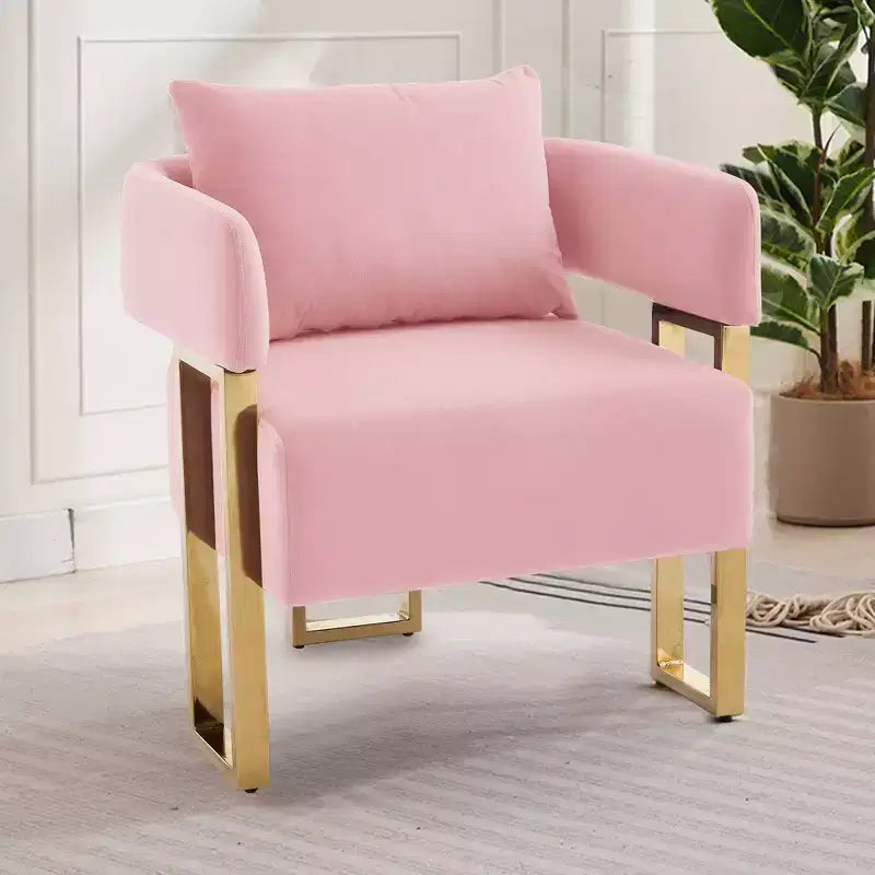 Set of 2 Modern Upholstered Accent Chairs with Gold Metal Legs for Living Room, Bedroom, or Office