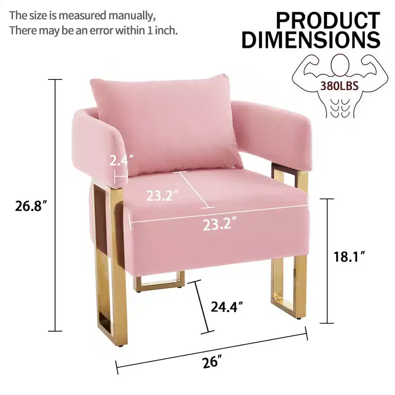 Set of 2 Modern Upholstered Accent Chairs with Gold Metal Legs for Living Room, Bedroom, or Office