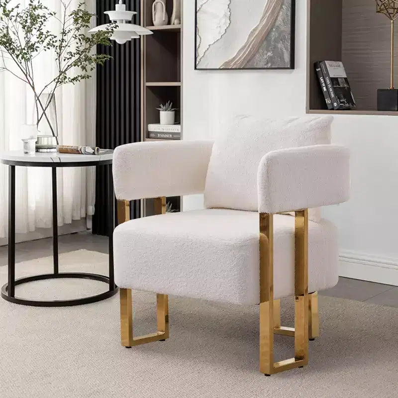 Set of 2 Modern Upholstered Accent Chairs with Gold Metal Legs for Living Room, Bedroom, or Office