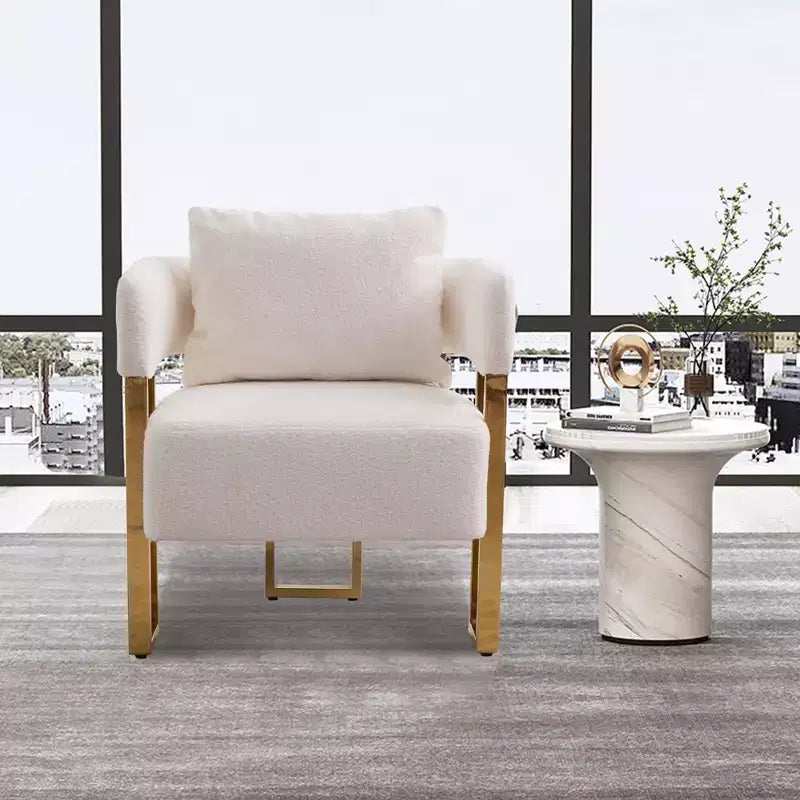 Set of 2 Modern Upholstered Accent Chairs with Gold Metal Legs for Living Room, Bedroom, or Office