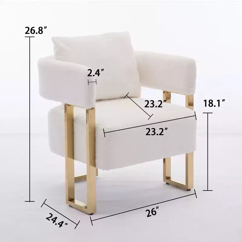 Set of 2 Modern Upholstered Accent Chairs with Gold Metal Legs for Living Room, Bedroom, or Office