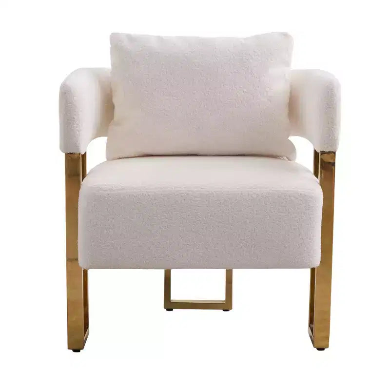 Set of 2 Modern Upholstered Accent Chairs with Gold Metal Legs for Living Room, Bedroom, or Office