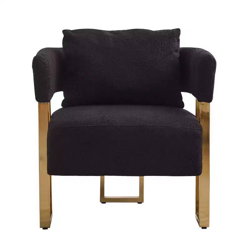 Set of 2 Modern Upholstered Accent Chairs with Gold Metal Legs for Living Room, Bedroom, or Office