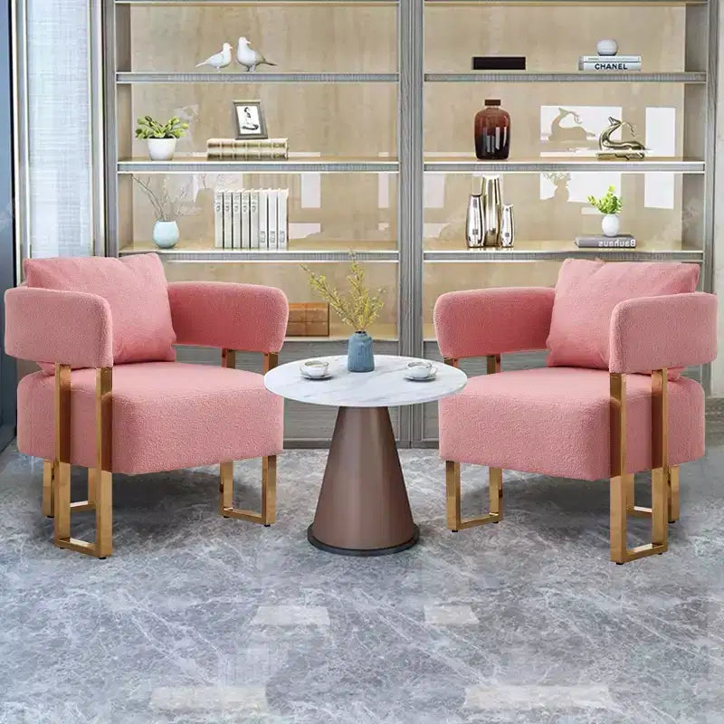 Set of 2 Modern Upholstered Accent Chairs with Gold Metal Legs for Living Room, Bedroom, or Office