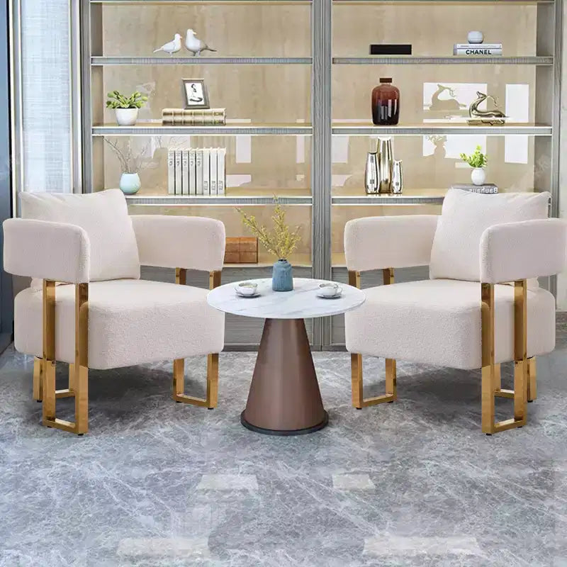 Set of 2 Modern Upholstered Accent Chairs with Gold Metal Legs for Living Room, Bedroom, or Office
