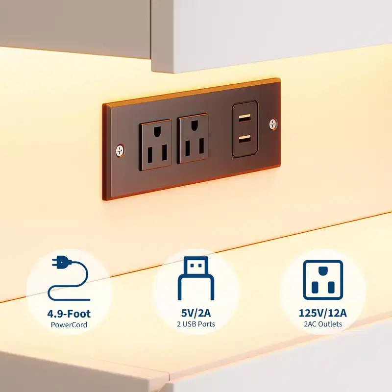 Smart LED Nightstand with Charging Station & 3 Drawers