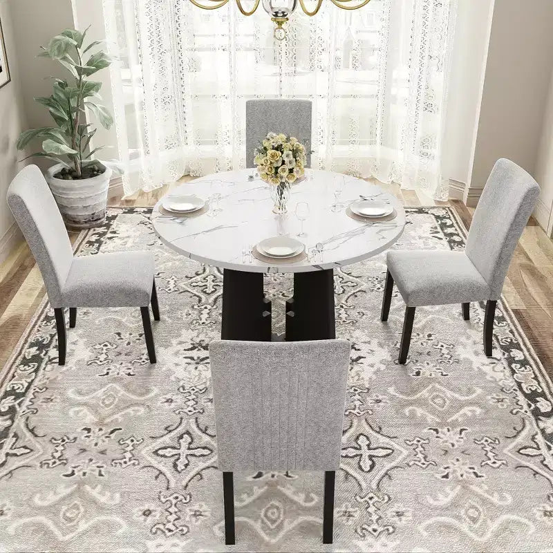 Ensemble table et chaises de salle à manger 5 pièces avec table de 109 cm, pour salle à manger, cuisine et salon