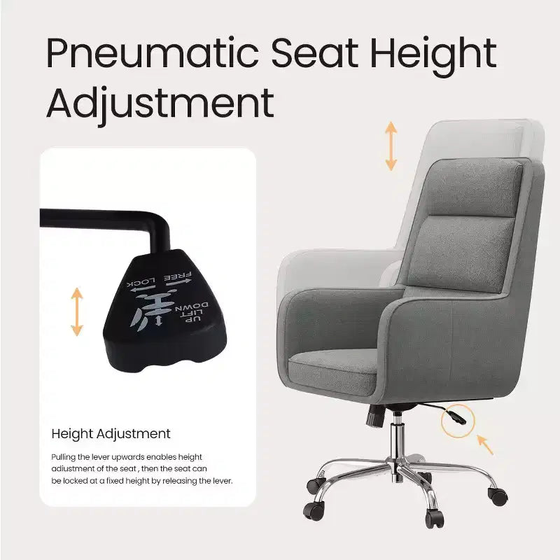 Adjustable Office Chair with 360 Swivel, Premium Chenille Upholstery, Spring-Foam Cushion, and Quiet Rollerblade Casters