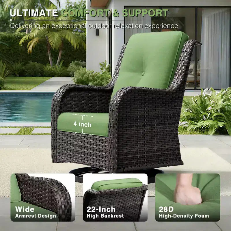 Ensemble de salon d'extérieur UPTIOT Premium : canapé 3 places, 4 fauteuils pivotants, 2 poufs et tables d'appoint