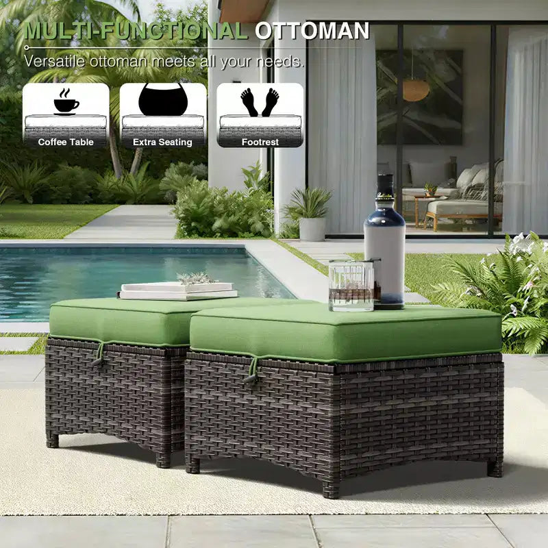 Ensemble de salon d'extérieur UPTIOT Premium : canapé 3 places, 4 fauteuils pivotants, 2 poufs et tables d'appoint