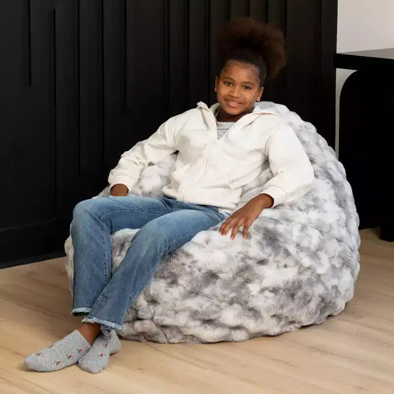 Lil' Cuddler Cocoon Jr Kids Faux Fur Bean Bag Crash Pad & Lounger