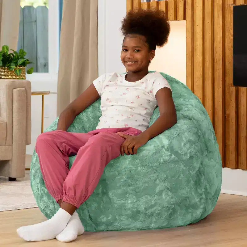 Lil' Cuddler Cocoon Jr Kids Faux Fur Bean Bag Crash Pad & Lounger